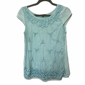 Honey Punch Embroidered Lace Criss Cross Top S